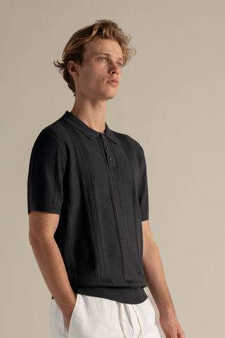 Knitted polo viscose/pes shirt