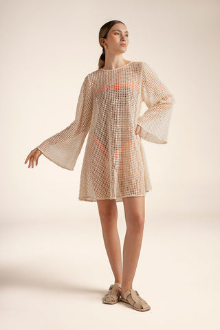 100% cotton crochet-style dress Ivory / S / Short