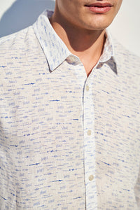 Linen print long sleeve slim fit shirt